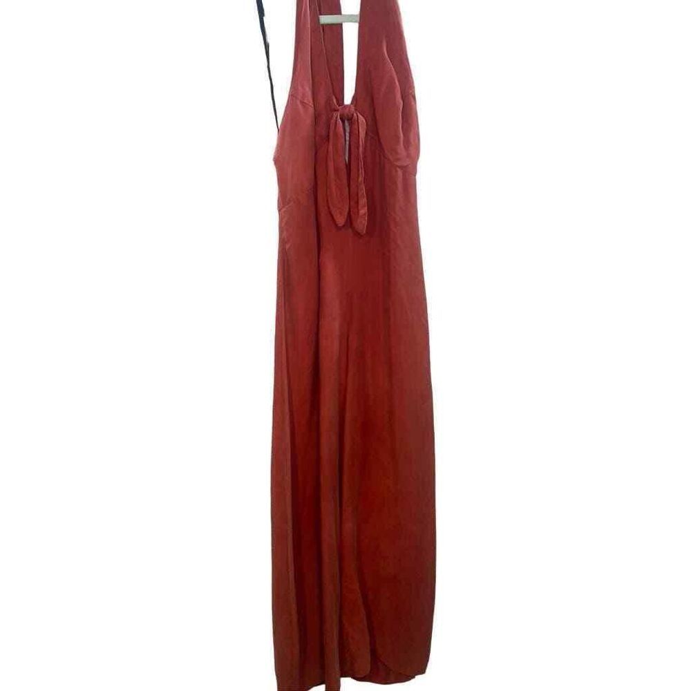 SOME DAYS LOVIN WOMENS MED JUMPSUIT BURNT ORANGE SLEEVELESS TIE WIDE LEG